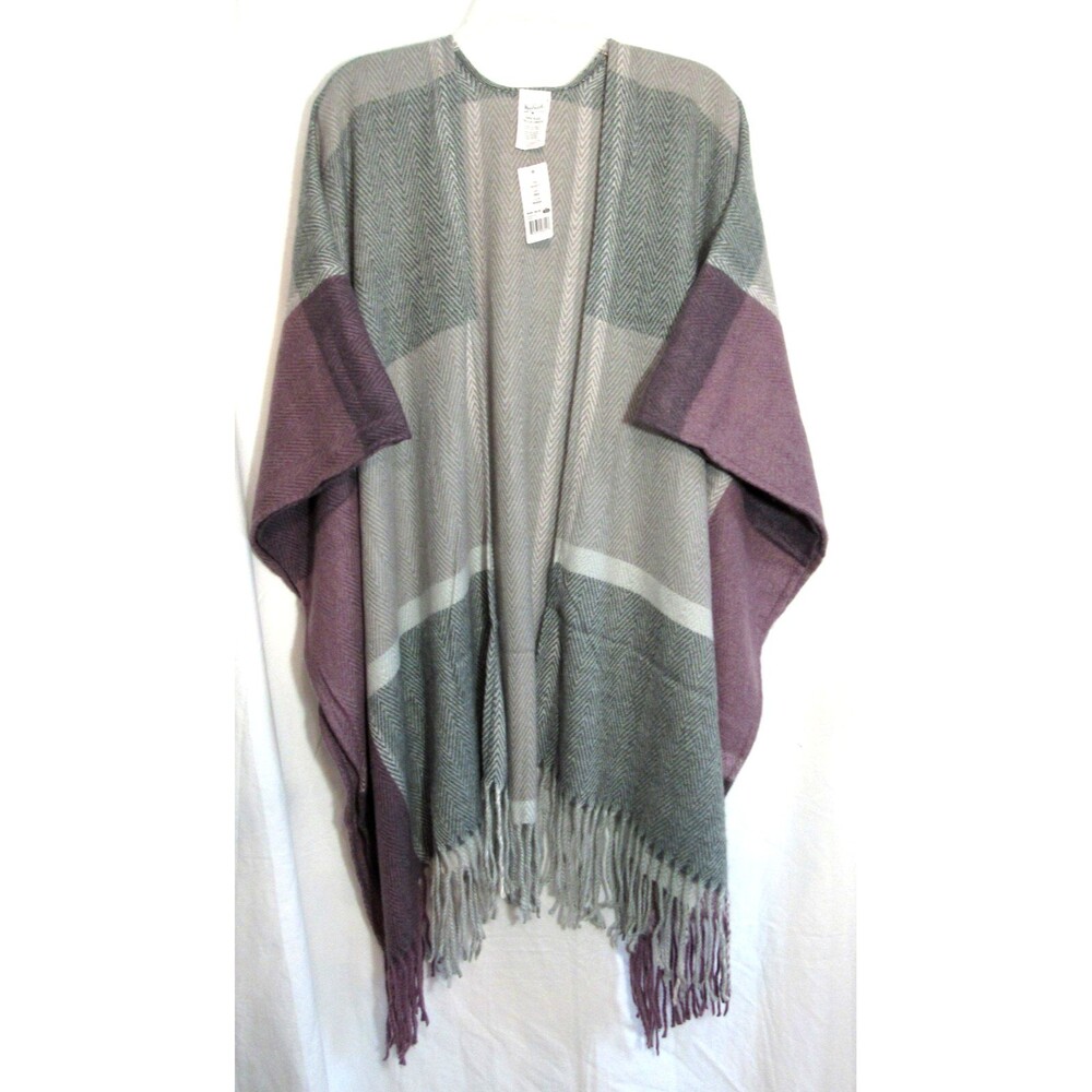Woolrich Multicolored Plaid Reagan Fringe Hem Scarf Cape OS NWT